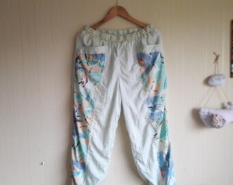 Windbreaker pants vintage Nylon pants women medium Nylon pants women Track pants women Ttrack pants 90's Nylon Track pants