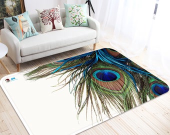 3D Peacock Feather 33 Non-Slip Rug Mat Room Mat Quality Elegant Photo Carpet bathroom office home quality living room