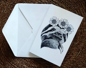 Daisy Sloth Folding Card