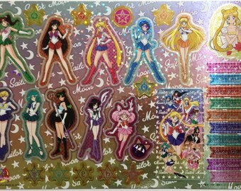 Sailor Moon 20th Anniversary Large Shiny Stickers in Cardboard Holder - Type 2 Pop - Reference A6423A6488A6494