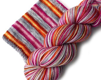 Self Striping Hand Dyed Sock Yarn Merino Nylon - Come What May