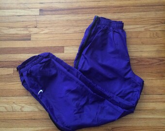 Vintage Nike Purple Full Leg Zipper Nylon Windbreaker Track Pants (90's)