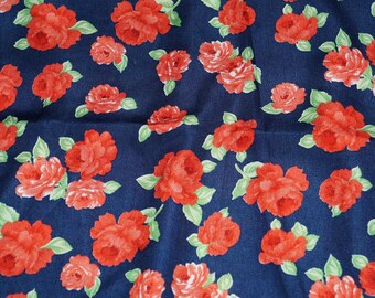 Ditzy Rose Imported Japanese Crepe Fabric Novelty By the Yard