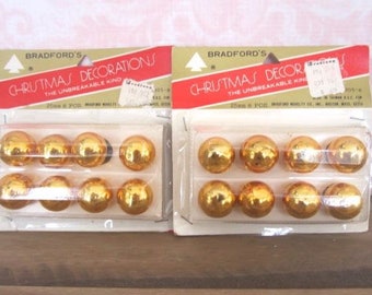 2 Packages Vintage Gold Feather Tree Christmas Ornaments Gold Mini Smaller Glass Ornaments