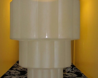 vintage(sold) art deco stacked rolls stacked rolls frosted tiered glass ceiling shade fixture