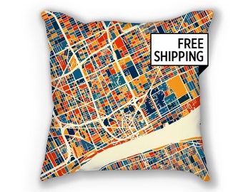 Detroit Map Pillow - Michigan Map Pillow 18x18