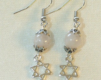 Star of David Earrings - White Quartz