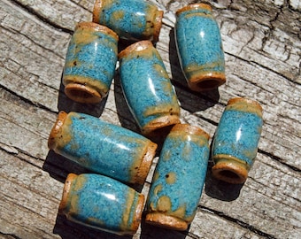 Beads, Handmade beads, Ceramic Beads, Stoneware beads, Beads with 4mm holes, Pottery beads, large hole beads, macrame beads, hair beads