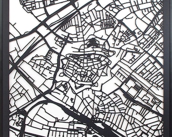 Citymap Zwolle Netherlands - 60 cm x60 cm - lasercut - Black MDF wood - frame included