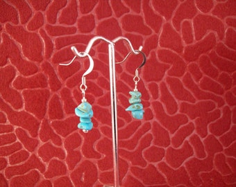 Natural Turquoise Nugget Dangle Earrings