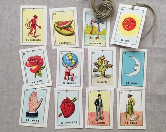 Mexican Loteria Gift Card Tags - set of 12
