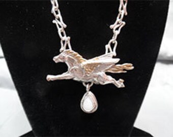 Sterling Opal Art Nouveau Pegasus Choker