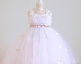 Princess Flower Girl Dress, Butterflies Flower Girl Dresses, Flower Girl Dress, Custom Wedding Dresses, Tutu Skirt Girls Dress