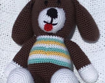 Hand Crocheted Doggie-Dark Brown Face