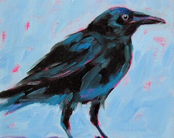 Crow - Black Crow - Bird Art - Paper - Canvas - Wood Block