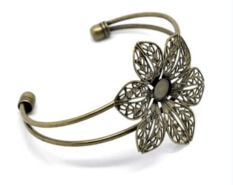 1pc antique bronze filigree bracelet setting-5681