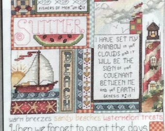 Summer framed cross stitch