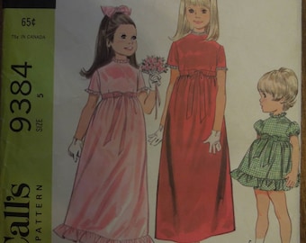McCalls 9384, size 5, dress for special occasions, children's, sewing pattern, craft supplies