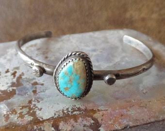 Fred Harvey Era Sterling Silver and Turquoise Cuff Bracelet