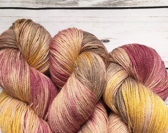 Peony Patch Hand Dyed Baby Alpaca Silk & Cashmere Sock Yarn 100g 400M
