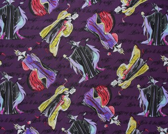 Female Villains, Villains Fabric, Love to be Bad, Villains Couture, Cruella Deville, Queen Mother, Maleficent, By the Yard