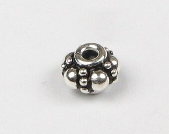 5mm Bali Sterling Silver Spacer Beads, Rondelle Beads, Jewelry Making Beads (4 pieces)