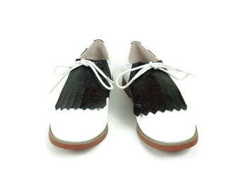 Black Patent Leather Kilties for Womens Golf Shoes, Saddle Shoes, Golf Gift s for Women, Shoe Accessories Golf Shoe Kiltie Ladies Golf Shoes