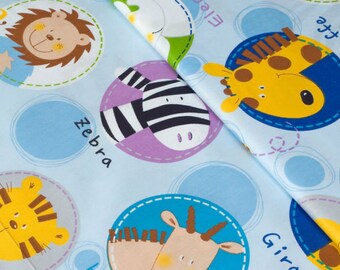 Animals on blue,Cotton fabric, width 1.6 meters, home decor fabric, baby bedding fabric, quilting cotton, patchwork fabric-0.5 / meter