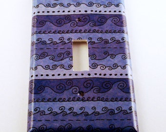 Switchplate Light Switch Cover in Funky Blue Waves (093S)