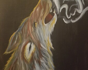 size: 16" X 20". Howling wolf.