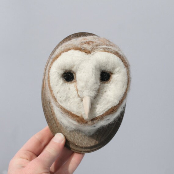 Wool Faux Taxidermy Barn Owl (Tyto albus)