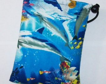 Pipe Pouch, Ocean Life, Pipe Case, Pipe Bag, Sea Bag, Padded Pipe Pouch, 420, Stoner Gift, Animal Bag, Pipe Cozy, Smoke Bag - 7" DRAWSTRING