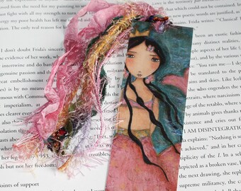 Caminando Sobre el Mar - Mermaid - Laminated Bookmark Handmade - Original Art by FLOR LARIOS