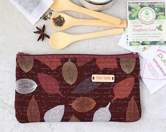 ON SALE Tea Bag, Travel Tea wallet, Gift for tea lover, zippered pouch, Tea bag holder, Tea Accessories by SaidoniaEco
