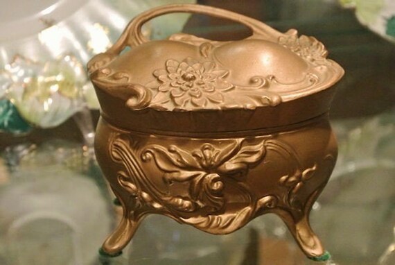 Antique Jewelry Casket / Repousse / Ormolu