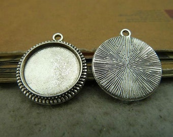 15 pcs 16mm Antique Silver Cab Frame Blank Setting Pendants