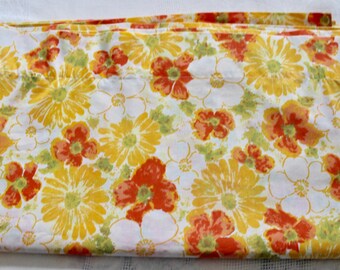 Vintage Dan River Tranquale Orange & Yellow Daisy Double Flat Sheet