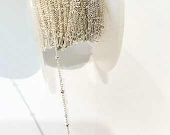 925 Sterling Silver Chain 1.0MM Satelite 1.90MM Ball Cable Chain By Foot #407638