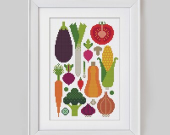Kitchen Vegetables - Cross Stitch Pattern (Digital Format - PDF)