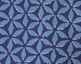 fabric in light cotton, blue and indigo collection, Star/Diamond designs