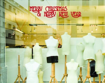 Christmas decorations shop window sticker
