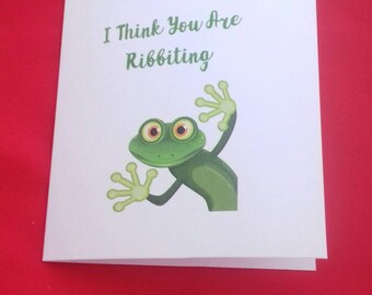 I Think You Are Ribbiting Card, Valentines Day Card, Frog Lover, Wildlife Cards, Play On Words Cards, Birthday Card For Husband, Wife Cards