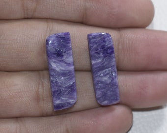 Natural Charoite Cabochon 28.5x9x4 MM Matching Pair Handmade Loose Gemstone Smooth Plain Fancy Shape 20 Cts