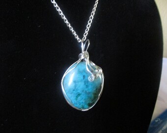 C20 Gem silica Chrysocolla pendant