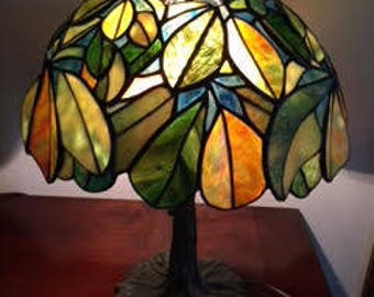 12" Chestnut Stained Glass Lamp