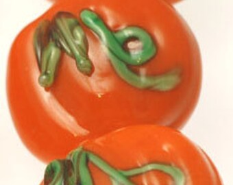 Handmade Lampwork Glass Lentil Beads -- Pumpkins (14)