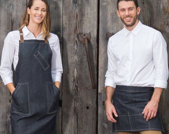 Dungaree Denim Mini Waist Apron - Denim Apron - Waist Apron