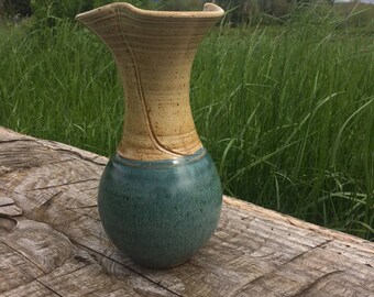 Ceramic Vase // Teal vase // Neutral Vase // Handmade vase // J Stewart Pottery