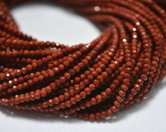 2.30mm Red Jasper Beads, Micro Faceted Rondelles Beads, Jasper Rondelles, Gemstone beads 12.5 Inches Strand