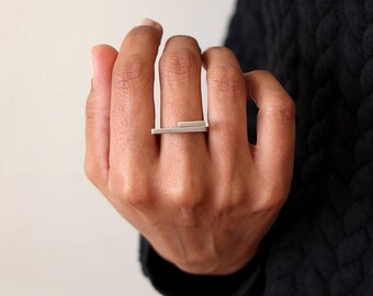 Linear Collection - Ring - sterling silver contemporary jewelry abstract urban geometric minimal line stackable